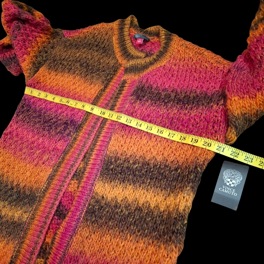 Vince Camuto Autumn Red Open-Front Long Sleeve Duster Cardigan Women Size Small - Picture 10 of 16